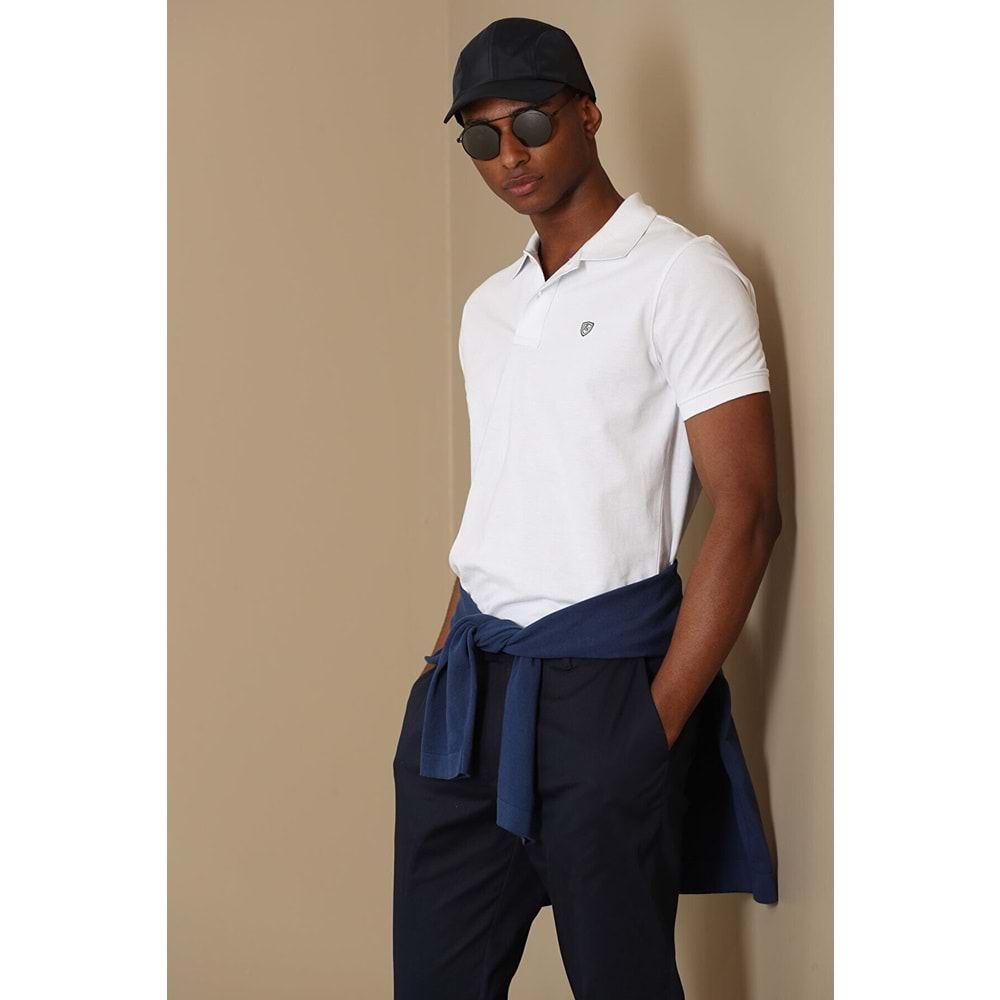 LAON POLO YAKA T-SHIRT BEYAZ M